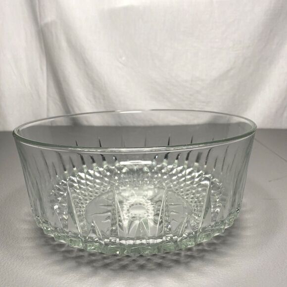 Vintage ARCROC USA Starburst Diamant Diamond Clear Glass Salad Serving Bowl – 9” - Picture 2 of 10